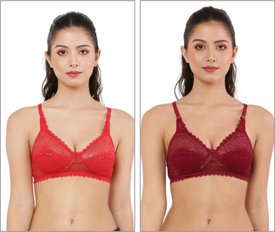 Havenhues Women Everyday Lightly Padded Bra(Red, Maroon)