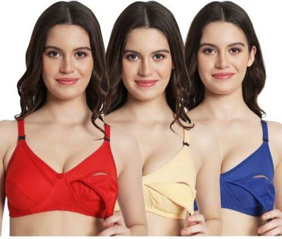 Pricha Women Maternity/Nursing Non Padded Bra(Beige, Red, Blue)