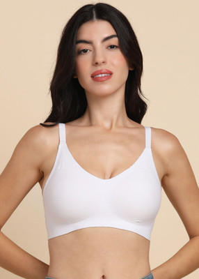 Dressberry Dressberry Cotton Spandex Lightly Padded Bonded Seamless Bra Women Everyday Lightly Padded Bra(White)