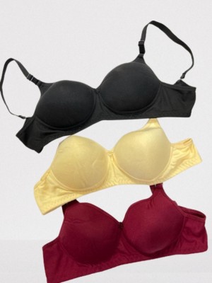 Extoes Combo pack of 3 Women Push-up Lightly Padded Bra(Black, Beige, Maroon)