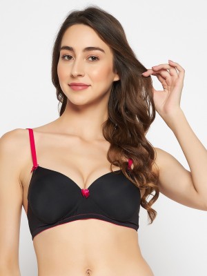 Clovia Padded Non-Wired Full Cup T-shirt Bra in Black Women Everyday Lightly Padded Bra(Black)