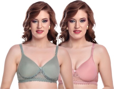 Laksh EChandni Paddeda GP 40 Women T-Shirt Lightly Padded Bra(Green, Pink)