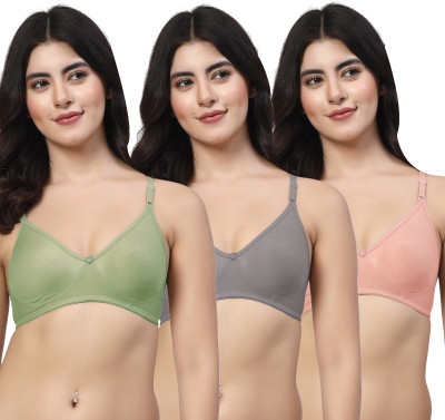LILY ayir Women T-Shirt Non Padded Bra(Green, Grey, Pink)