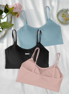 Brafee 2122-BLUE-BLK-L PINK-03-FREE Women Full Coverage Lightly Padded Bra(Blue)