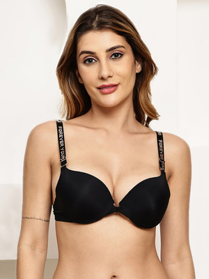 Quttos Quttos Front Open Multiway Pushup Bra Women Push-up Lightly Padded Bra(Black)