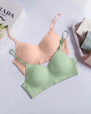 NAGARVEL CREATION 4/815-PNK-PISTA-P02-34 Women Everyday Lightly Padded Bra(Pink, Light Green)