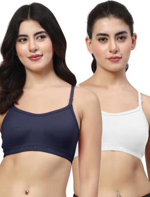 LILY 3321Mino Women Sports Non Padded Bra(Dark Blue, White)