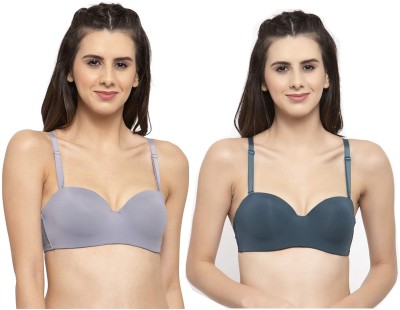 Meizhimi fashion with Passion Demi Women T-Shirt Lightly Padded Bra(Grey)