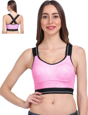 LILY stropsallets Moulded Double Layered Women Sports Non Padded Bra(Pink)