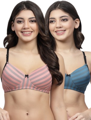 Docare DenimPad Women T-Shirt Lightly Padded Bra(Pink, Blue)