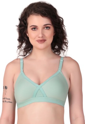 Hothy Full Coverage Seamed-Cup T-Shirt Bras Women T-Shirt Non Padded Bra(Green)
