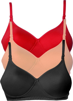 Xyra Bralette Women Full Coverage Heavily Padded Bra(Beige, Black, Red)