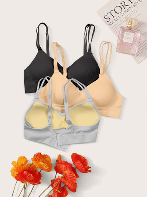 NAGARVEL CREATION 6/309-BLK/SKN/GRY-P03-34 Women Push-up Lightly Padded Bra(Multicolor)