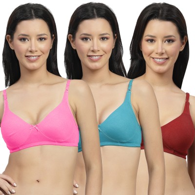 Shyam Sons FLAIR Double Layered 0636 Women T-Shirt Non Padded Bra(Pink, Green, Maroon)