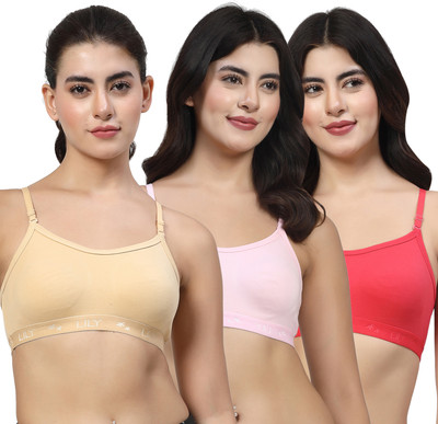 LILY 3321Mino Women Sports Non Padded Bra(Beige, Pink, Red)
