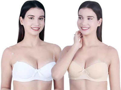 HouseOfCommon Women Balconette Lightly Padded Bra(Beige, White)