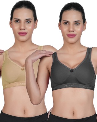 Shyam Sons FLAIR Anika Women Sports Non Padded Bra(Beige, Black)