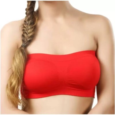 BRATON Women Bandeau/Tube Non Padded Bra(Red)