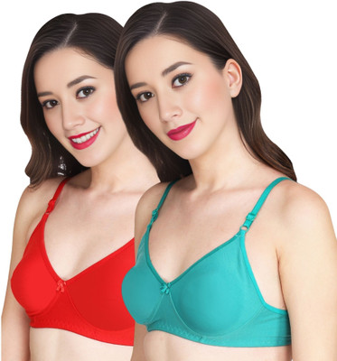 Liigne Women Everyday Non Padded Bra (Pack Of 2) for T-Shirt Saree Dress Sports Garment Women T-Shirt Non Padded Bra(Red, Green)