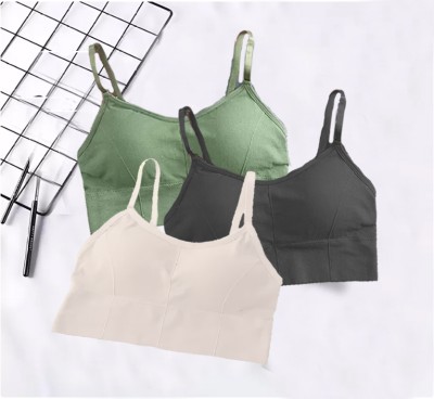 BRAABAA Pack of 3 Women fancy padded sports bra Women Sports Lightly Padded Bra(Green, Black, White)