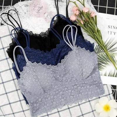 VS Beauti VS Beauti Womens comfort flex Bralette Pack of 3 Women Everyday Lightly Padded Bra(Black, Dark Blue, Grey)