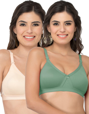 COLLEGE GIRL CG1304 Women Minimizer Lightly Padded Bra(Green, Beige)