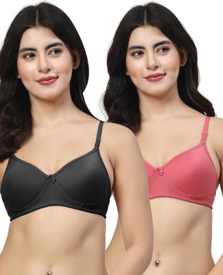 LILY maofcigam Women T-Shirt Heavily Padded Bra(Black, Maroon)