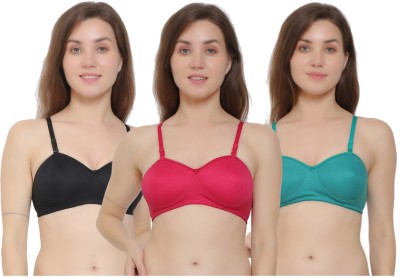 small candy Women's Cotton Lightly Padded T-Shirt Everyday Bra (Combo Pack 3, 32B) Women Everyday Lightly Padded Bra(Pink, Black, Green)