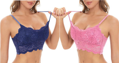 Us Fashion Women Bralette Lightly Padded Bra(Blue, Pink)