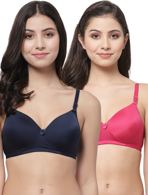 COLLEGE GIRL Hellopad ComboPO2 Women T-Shirt Lightly Padded Bra(Dark Blue, Pink)