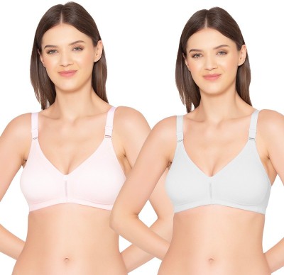 Groversons Paris Beauty Women Full Coverage Non Padded Bra(Pink, White)