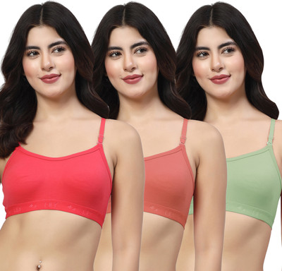 LILY 3321Mino Women Sports Non Padded Bra(Red, Red, Green)