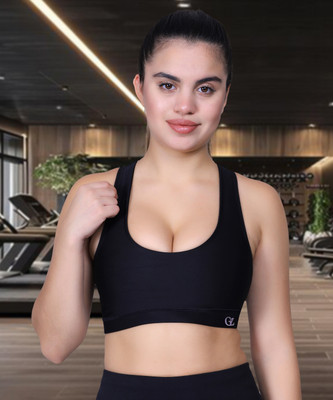 GREENZO GZ Fashion Racerback Sports Bra for Women Women Sports Lightly Padded Bra(Black)