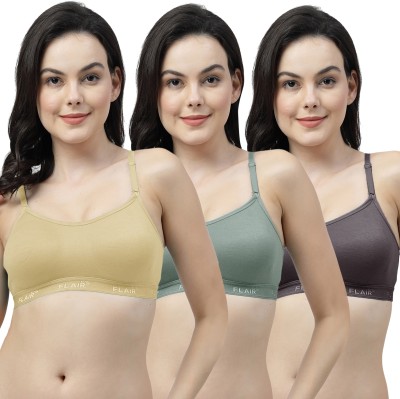 Shyam Sons FLAIR Brezza Double Layered Women Sports Non Padded Bra(Beige, Green, Grey)