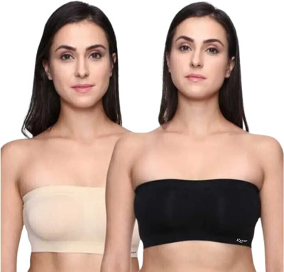 Kesar Lingeries tube bra black and skin Girls Everyday Non Padded Bra(Black, Beige)
