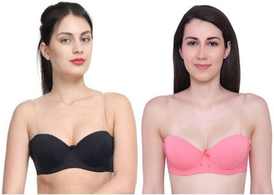 HouseOfCommon Women Everyday Lightly Padded Bra(Black, Pink)
