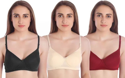 Allseasonrd women cup bra Women Full Coverage Lightly Padded Bra(Black, Red, Gold)