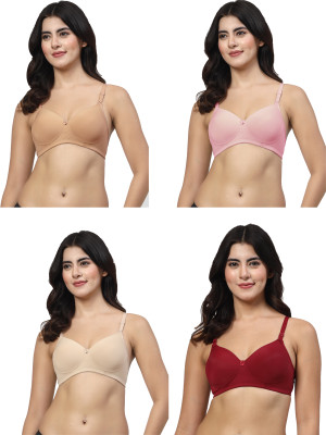 LILY Dapyklis Women T-Shirt Lightly Padded Bra(Pink, Gold, Maroon, Beige)