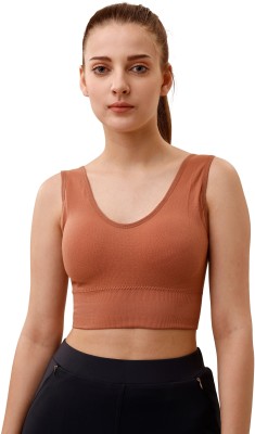 AANZIA Women Sports Lightly Padded Bra(Brown)