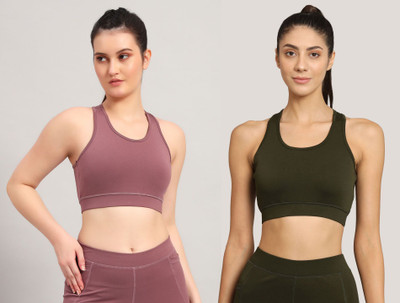 BEING RUNNER Women Sports Non Padded Bra(Pink, Brown)