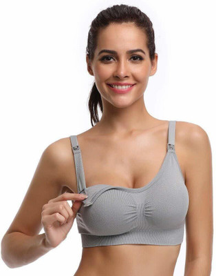 Zylum Fashion Women Feeding Bra Women Maternity/Nursing Lightly Padded Bra(Grey)