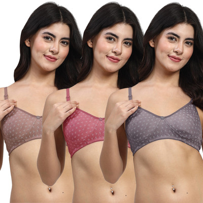 LILY itidaMino Women T-Shirt Non Padded Bra(Grey, Purple, Brown)