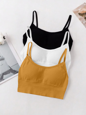 MAHEK CREATIVE 646-yellow-white-black-p03-30 Women Everyday Lightly Padded Bra(White)