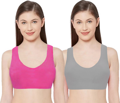 BRAABAA Pack of 2 Girls non padded beginner cotton sports bra Women Sports Non Padded Bra(Multicolor)