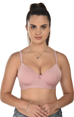 A ZALEX BEAUTY Women T-Shirt Lightly Padded Bra(Pink)