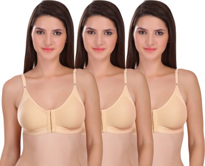 Featherline Seamless Non Padded Non Wired Everyday Womens Front Open T-Shirt Bra Women T-Shirt Non Padded Bra(Beige)