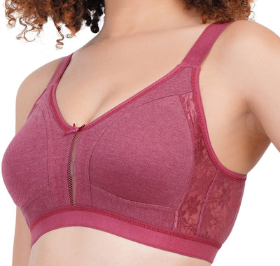 Nufaazi Full Coverage, Double Layerd, Fancy T-Shirt Bra for Women (With Imported Fabric) Women T-Shirt Non Padded Bra(Maroon)