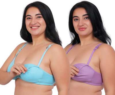 Fabme Plus Size Women Maternity/Nursing Non Padded Bra(Multicolor)