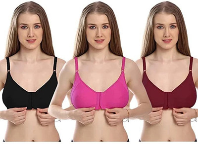Viyan Hub FRONT HOOK OPEN BRA PO-3 Women Everyday Non Padded Bra(Multicolor)