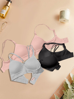 NAGARVEL CREATION 13/309-PNK/GRY/BLK-P03-36 Women Push-up Lightly Padded Bra(Multicolor)